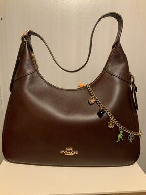 Coach Leather Shoulder Bag sold with Authentic Coach charm chain and charms